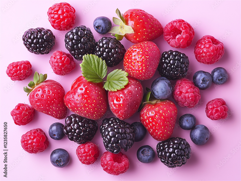 A bright and delicious mix of different berries in a fresh food shot A bright and delicious mix of different berries in a fresh food shot