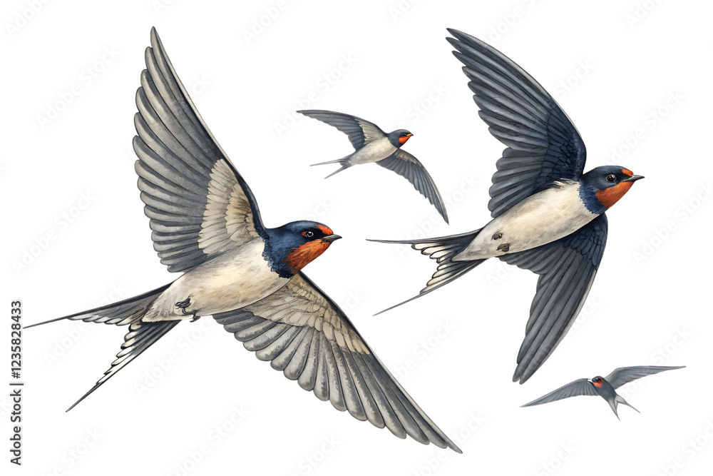 Fototapeta premium House Sparrow Bird in Various Poses – Flying and Perching, Transparent Png Background 