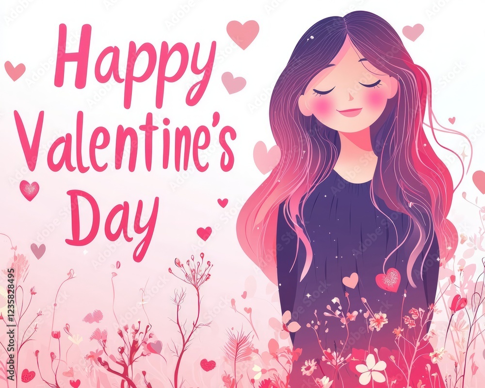 Happy Valentine's Day in minimal uppercase letters with a pink gradient Happy Valentine's Day in minimal uppercase letters with a pink gradient