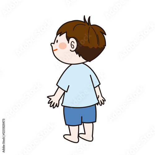 立っている男の子　横向き