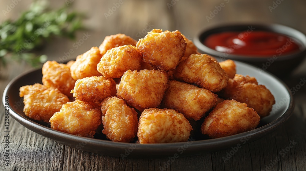 Crispy Nuggets Served Elegantly on Platter Crispy Nuggets Served Elegantly on Platter