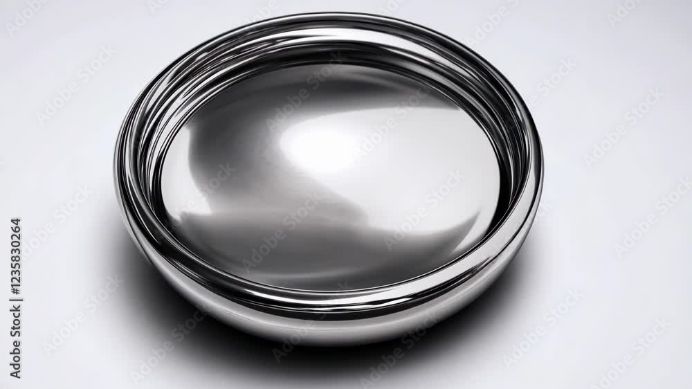 Reflective stainless steel bowl on a plain surface showcasing minimalist design and smooth curves Reflective stainless steel bowl on a plain surface showcasing minimalist design and smooth curves