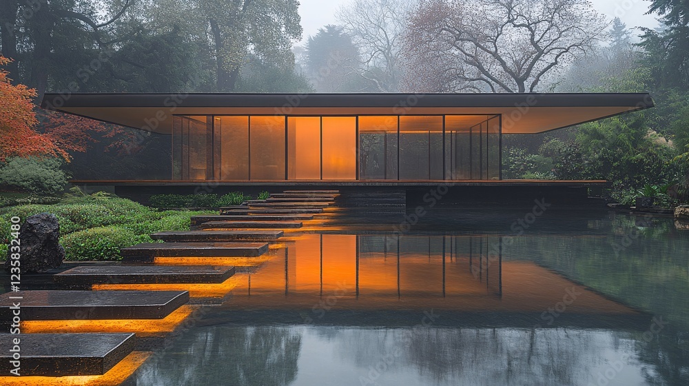 Fototapeta premium Modern Minimalist Gallery Surrounded by Nature