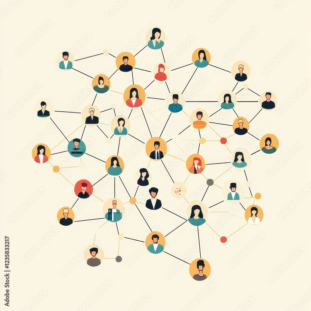 Network illustration showing interconnected people Network illustration showing interconnected people