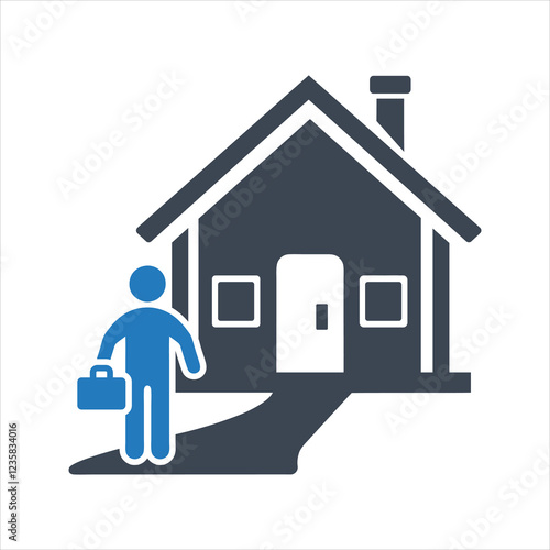 Away from home icon. Leaving home. Walking outside icon