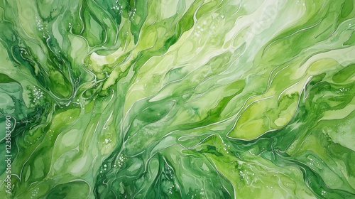 Swirling green hues create an abstract representation of nature, showcasing seamless transitions and fluid lines that evoke a sense of calm and tranquility photo