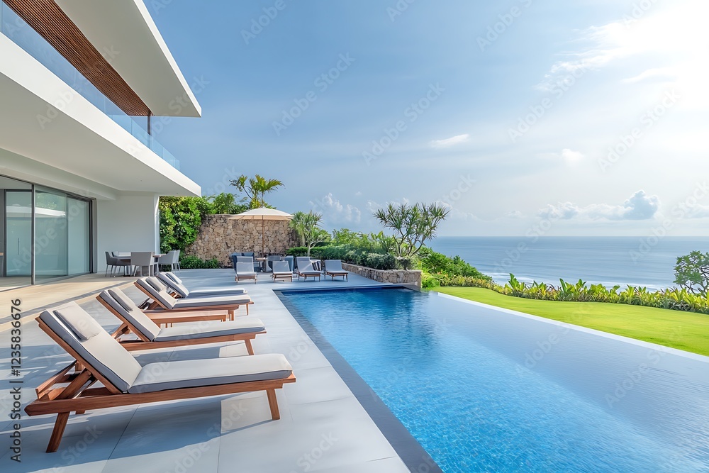 Fototapeta premium Luxury Oceanfront Villa with Infinity Pool