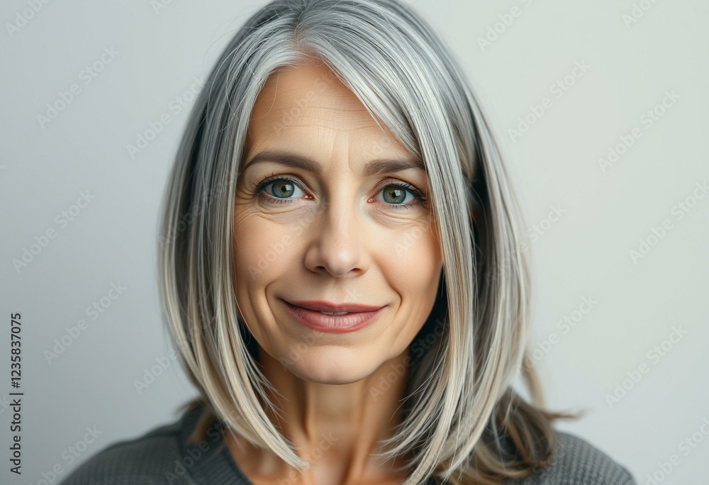 Fototapeta premium Portrait of a young woman with gray hair