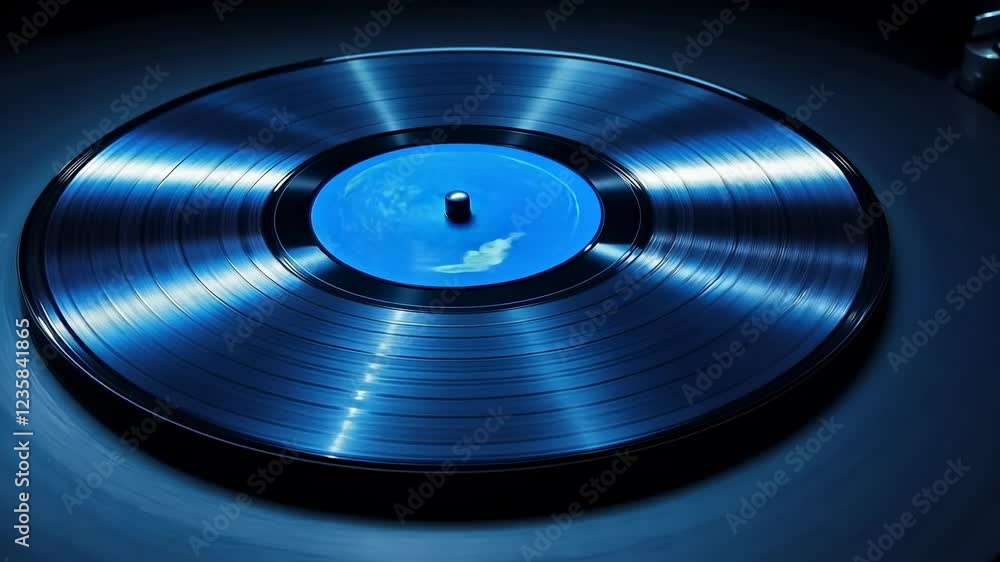 Blue Vinyl Record: A Close-Up Blue Vinyl Record: A Close-Up