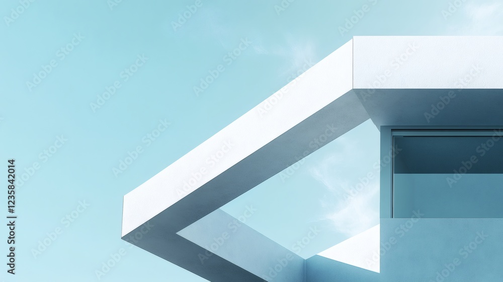 Fototapeta premium Minimalist Modern Architecture Against Blue Sky