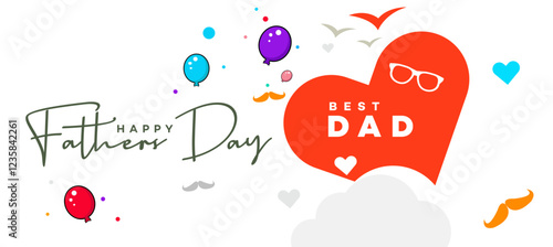 Happy Fathers Day Best Dad Heart Balloons Celebration