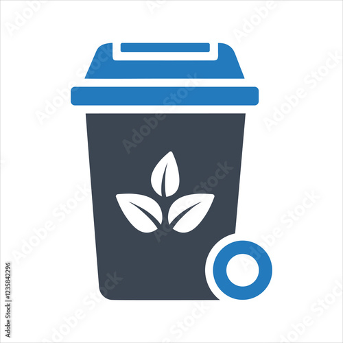 Garden waste bin icon. Wheelie bin icon