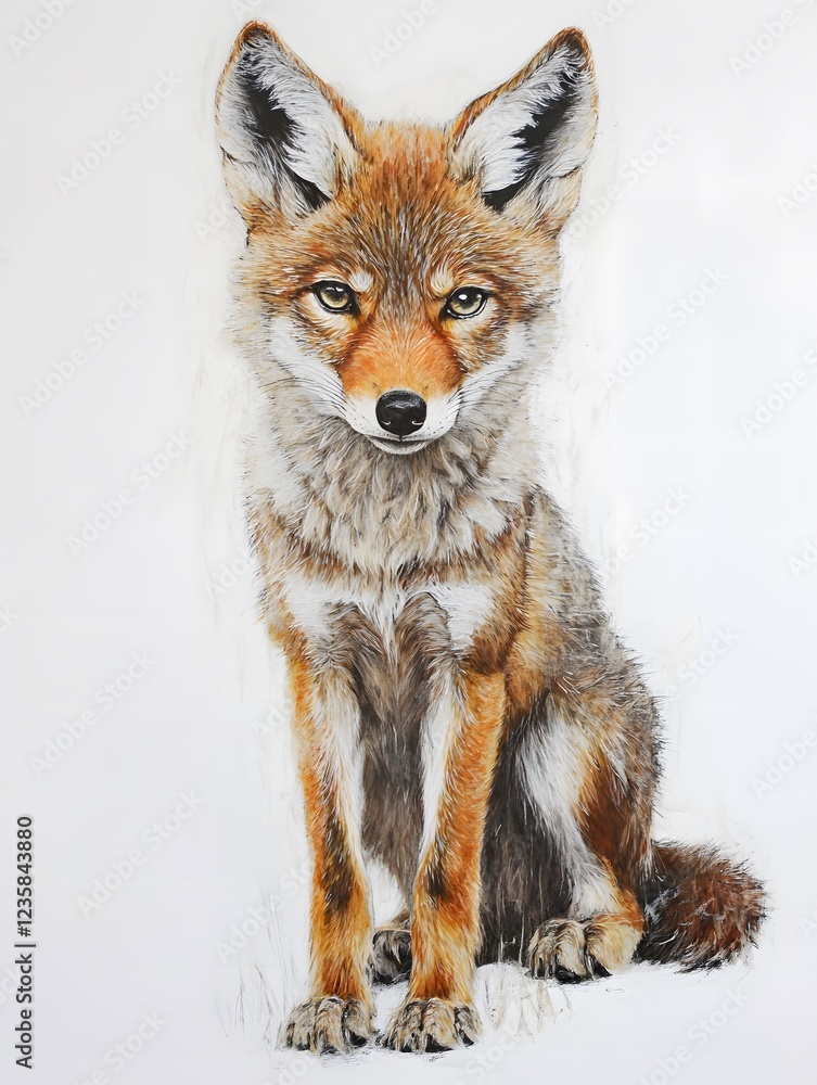 Fototapeta premium coyote_pup_on_white_background
