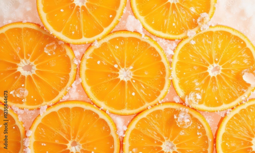 Fresh orange slices with bubbles Fresh orange slices with bubbles