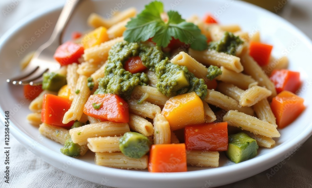 Colorful pasta dish with fresh vegetables Colorful pasta dish with fresh vegetables