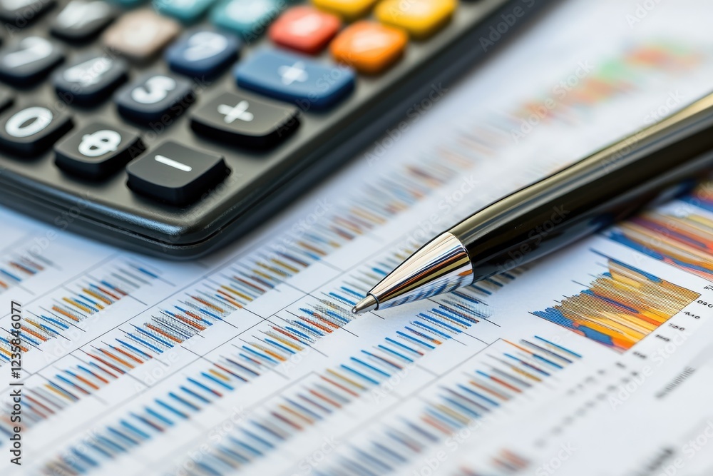 calculator and pen on financial newspaper calculator and pen on financial newspaper