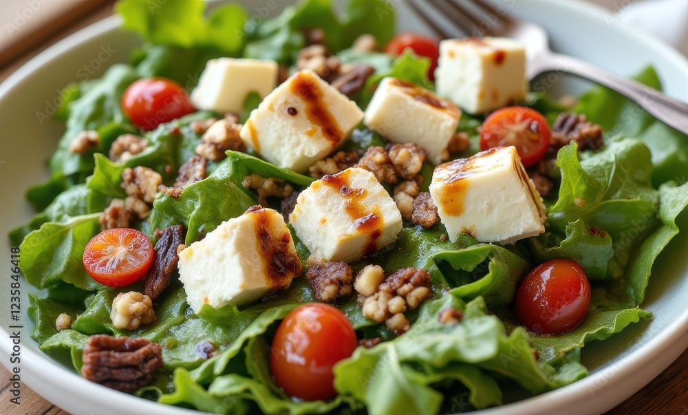 Fresh salad with cheese and nuts Fresh salad with cheese and nuts