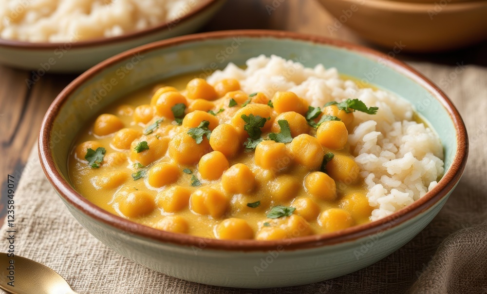 Delicious chickpea curry with fluffy rice Delicious chickpea curry with fluffy rice