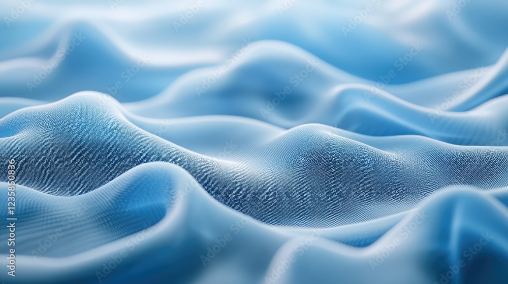 Obraz premium Soft and Flowing Light Blue Fabric Texture with Gentle Waves, Perfect for Backgrounds or Design Elements in Fashion, Textiles, and Home Decor Projects