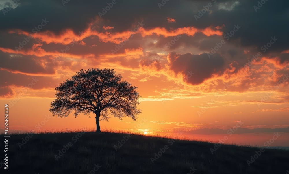 Solitary tree at sunset Solitary tree at sunset