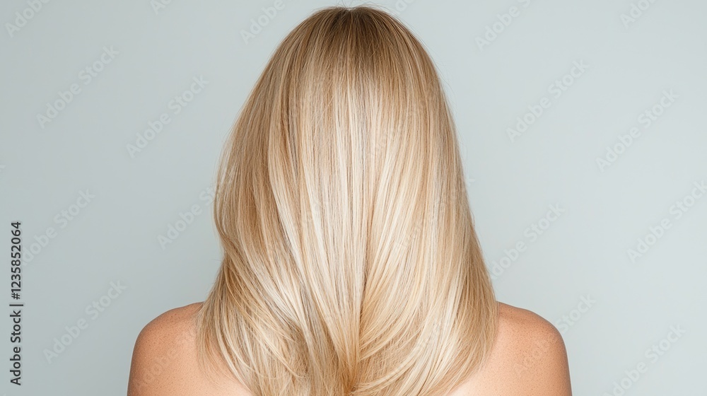 Naklejka premium Woman's long blonde hair, back view, studio shot, beauty