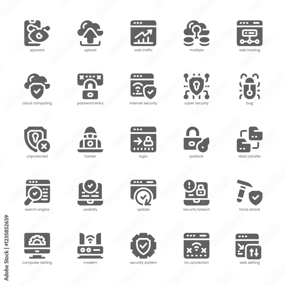 Web Security Icon pack for your website, mobile, presentation, and logo design. Web Security Icon solid design. Vector graphics illustration and editable stroke. Web Security Icon pack for your website, mobile, presentation, and logo design. Web Security Icon solid design. Vector graphics illustration and editable stroke.