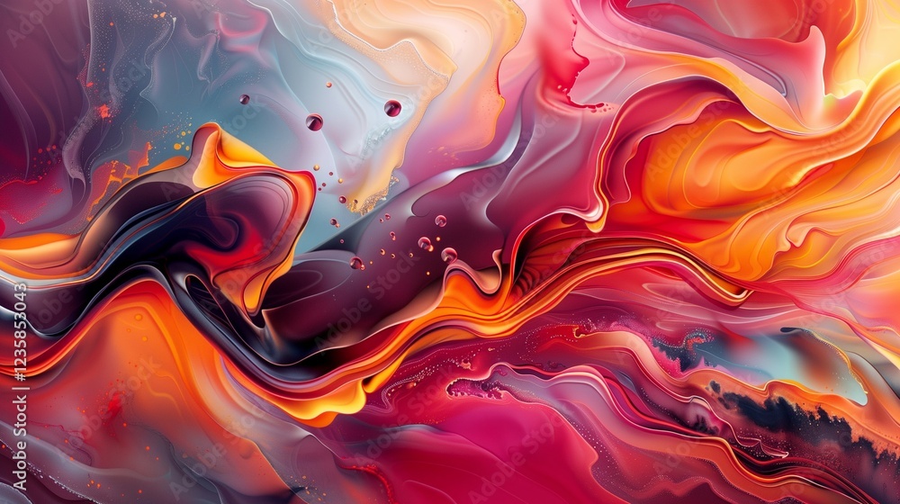 Colorful swirls of dynamic acrylic paint motion Colorful swirls of dynamic acrylic paint motion