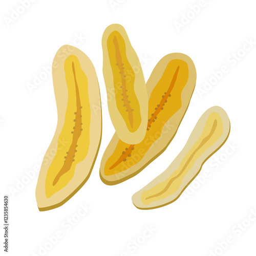 Keripik pisang, banana chips Indonesian food illustration
