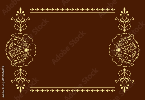 Frame in eastern tradition. Stylized with henna tattoos decorative pattern for decorating covers for book, notebook, casket, magazine, postcard and folder. Flower border in mehndi style.