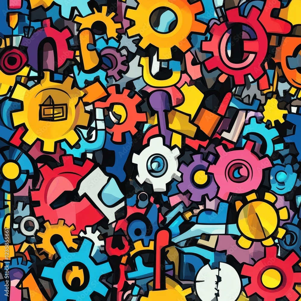 Colorful Abstract Gear Pattern Design Art Colorful Abstract Gear Pattern Design Art
