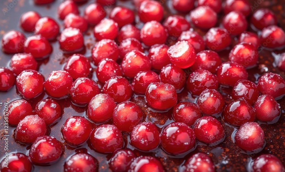 Vibrant red cherries in syrup Vibrant red cherries in syrup