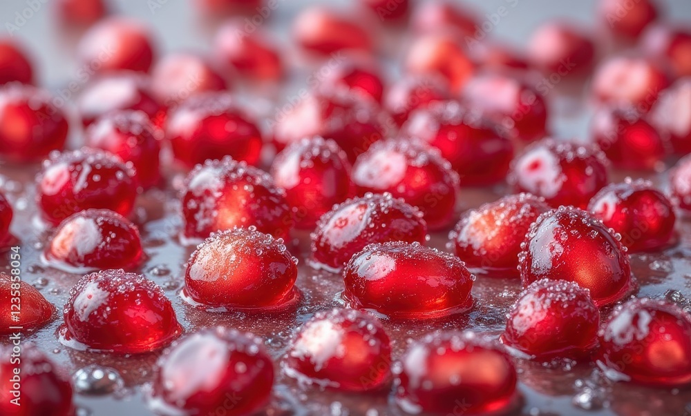 Fresh pomegranate seeds with bubbles Fresh pomegranate seeds with bubbles