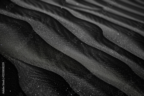 Abstract background of black sand dunes. Monochrome image. Texture and nature concept. Generative AI