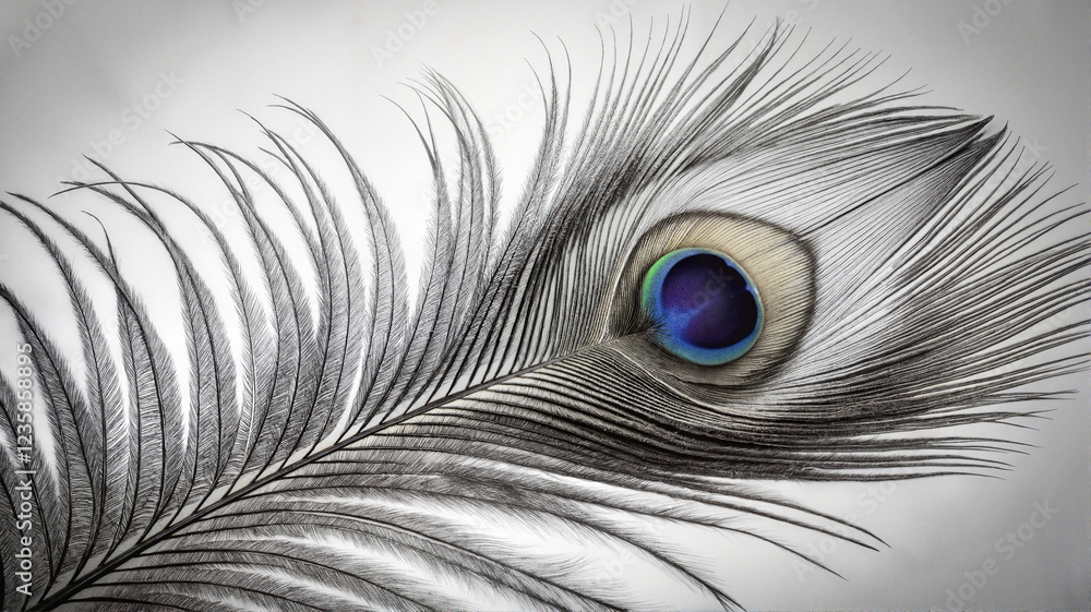 Obraz premium Peacock feather in black and white
