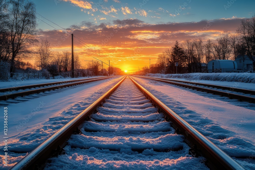 Fototapeta premium railway in the morning