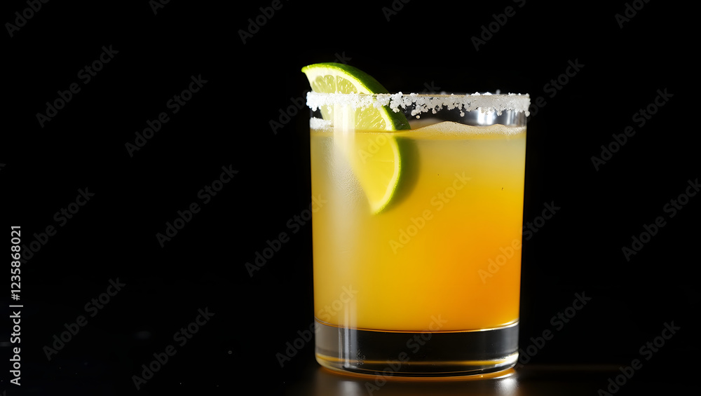 Margarita lime cocktail, Black background Margarita lime cocktail, Black background