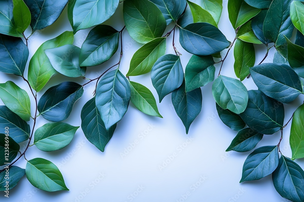 Fototapeta premium Green Botanical Foliage on White Background for Nature-Themed Designs
