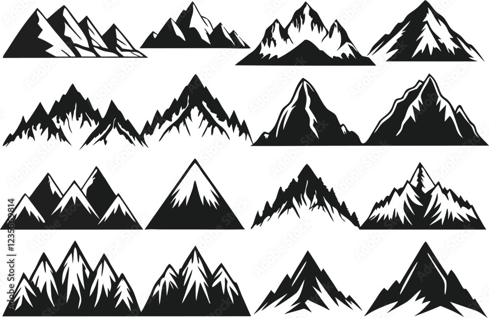Obraz premium mountain silhouette white background artwork set
