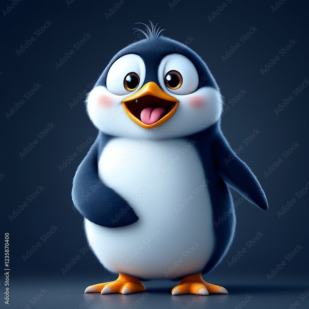 Fototapeta premium Adorable Cartoon Penguin: A Joyful Winter Icon
