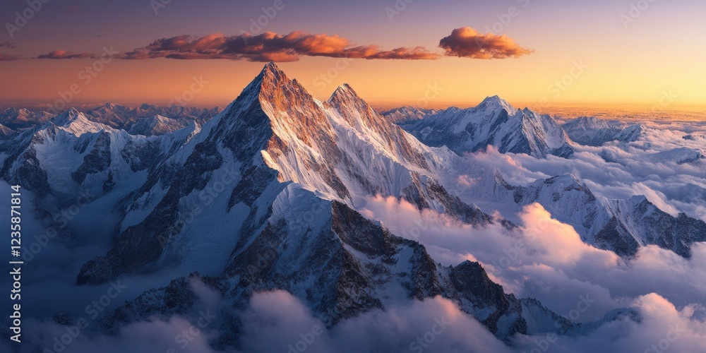 Majestic mountain sunrise himalayan range landscape serene environment elevated viewpoint Majestic mountain sunrise himalayan range landscape serene environment elevated viewpoint