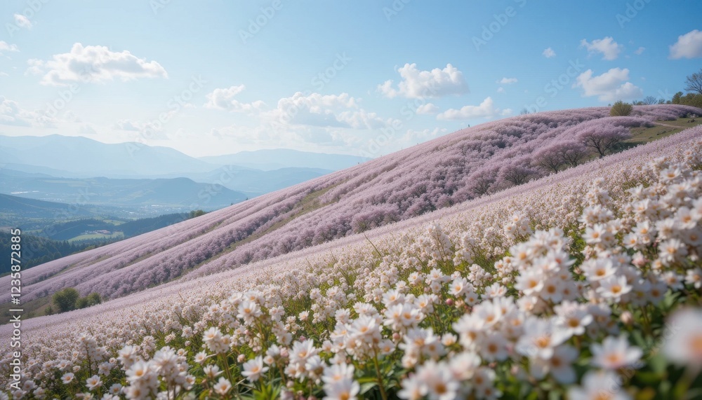 Obraz premium Spring blossoms carpeting a hillside