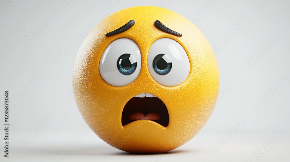 Fototapeta premium 3D scared emoji isolated on white background for use in social media or educational material