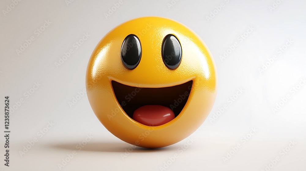 3D Smiling Emoji on Plain Background 3D Smiling Emoji on Plain Background
