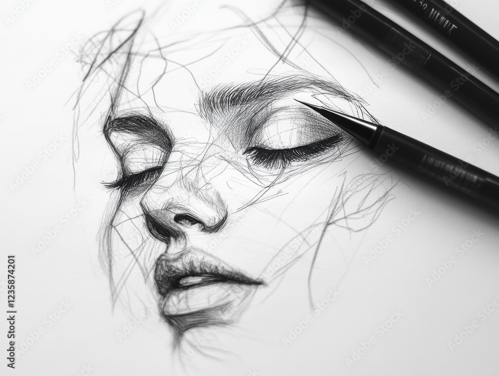 Fototapeta premium Linework human sketches highlight artistic simplicity.