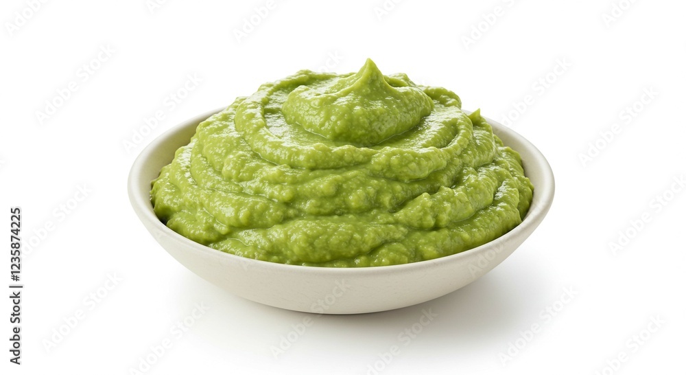Creamy Green Wasabi Paste in Bowl Japanese Cuisine Spicy Condiment Food Photography Creamy Green Wasabi Paste in Bowl Japanese Cuisine Spicy Condiment Food Photography