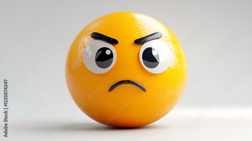 Fototapeta premium 3D Angry Emoji on White Background