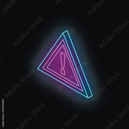 Glowing neon warning sign with an exclamation mark, representing caution and potential danger