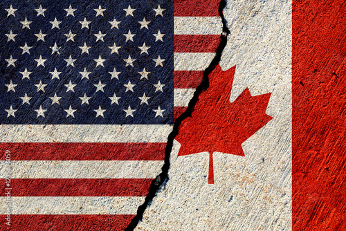 Wallpaper Mural usa and canada flags painted on concrete wall Torontodigital.ca