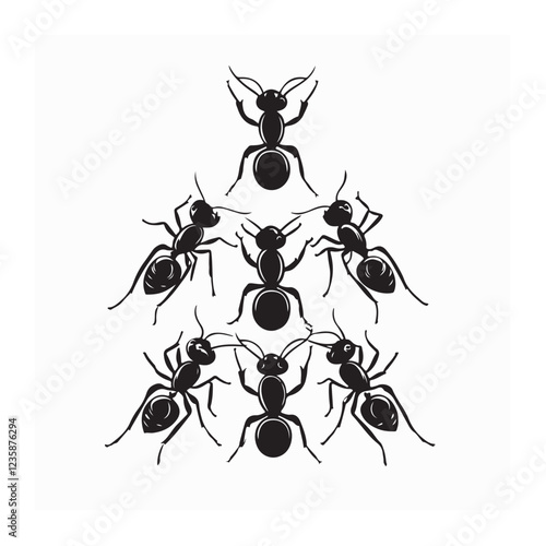 Ants Image vector. Ant Silhouette Vector in Black and White