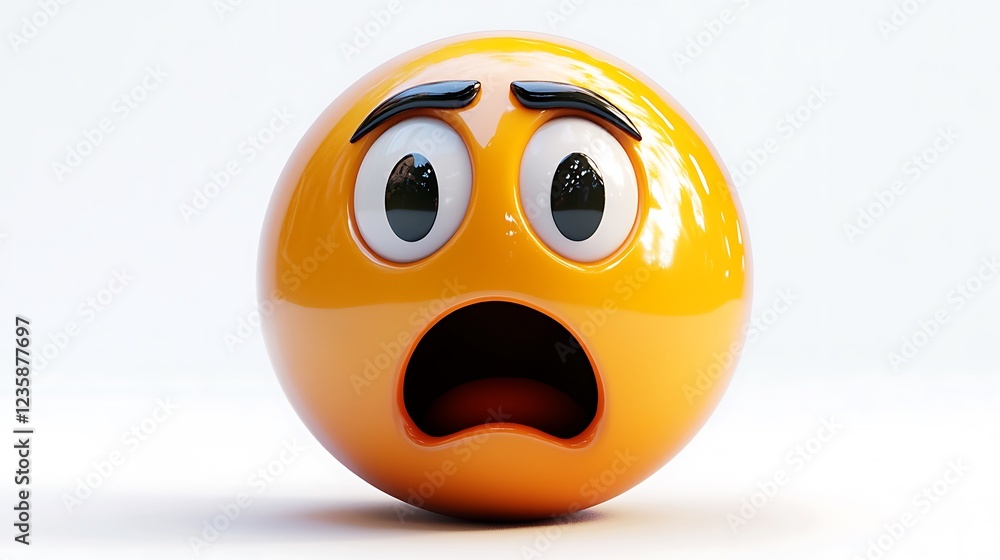3D scared emoticon on white background (1)